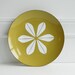 Large Cathrineholm mustard olive enamel lotus plate by Grete Prytz Kittelsen