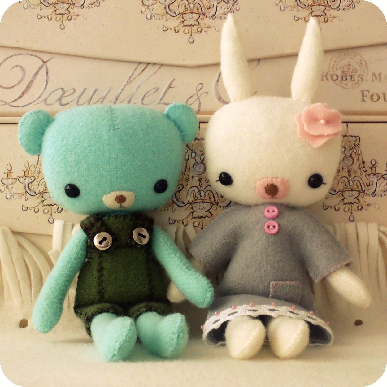 Pocket Teddy and Bunny pdf Pattern - Instant Download