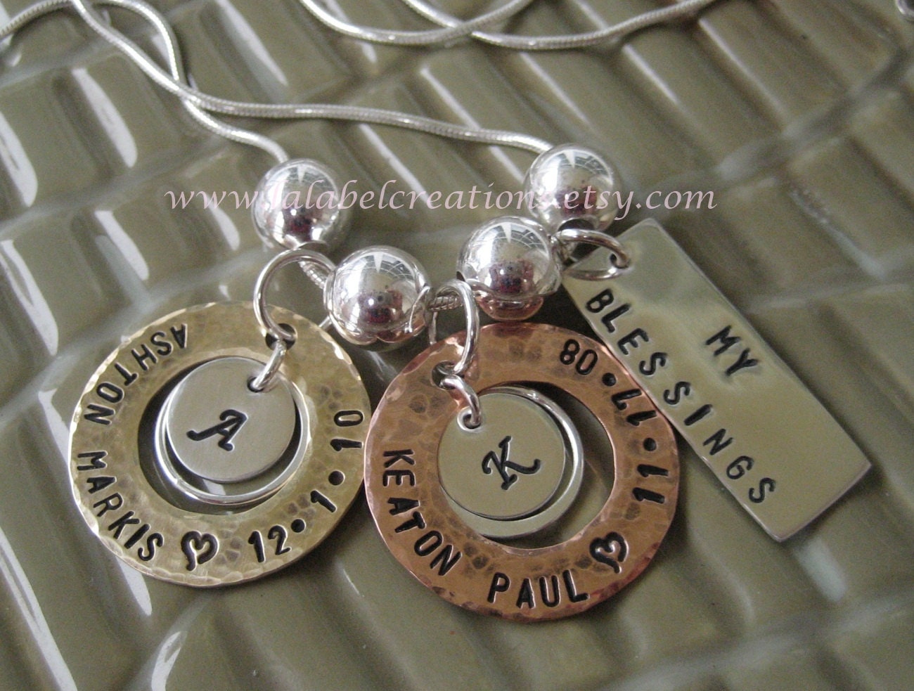 Personalized Mommy Necklace - Hand Stamped Jewelry - Custom Name Stamped Necklace - My blessings