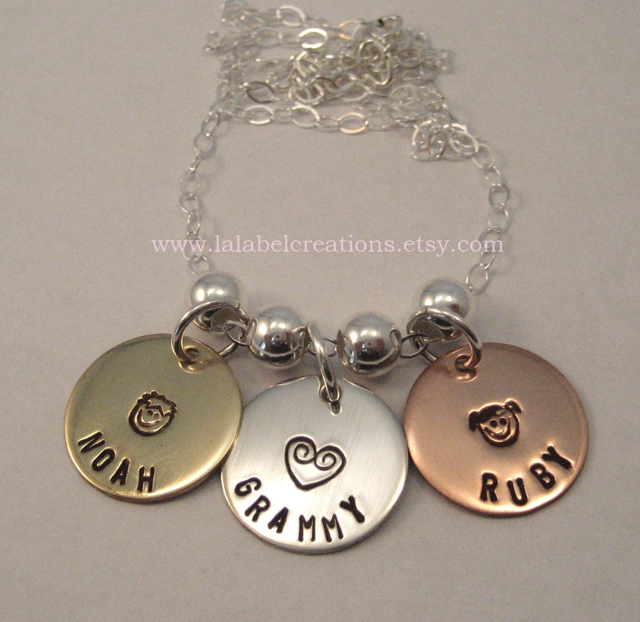 Personalized Necklace - Hand Stamped Jewelry - Mommy Necklace - Custom Name Stamped - Love My Kids Mixed Metals