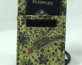 Quilted Passport Pouch Case Cover - Green Paisley