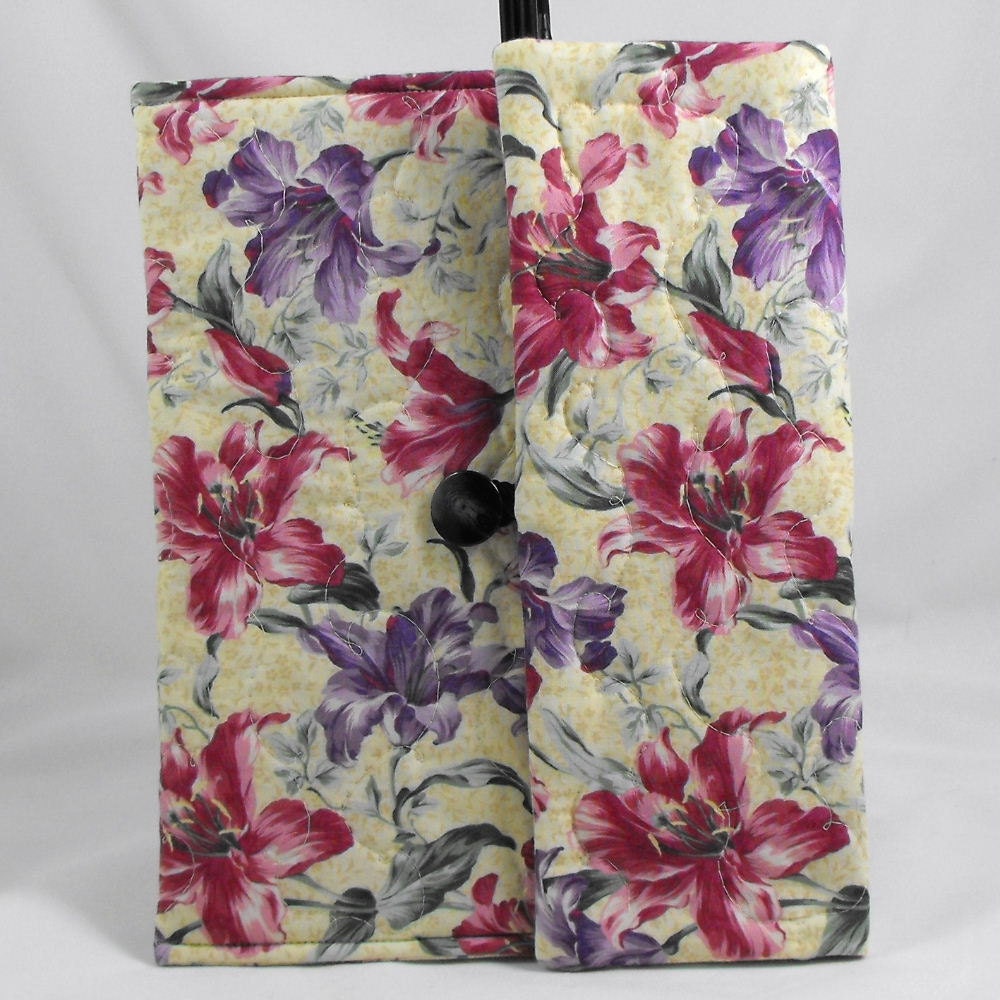 Quilted iPad / Kindle Fire HD 8.9 / Nook HD Plus Cover Case - Burgundy and Purple Lilies