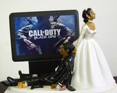 AFRICAN AMERICAN Video Game 'junkie' Groom.  Perfect Customized Wedding Cake Topper