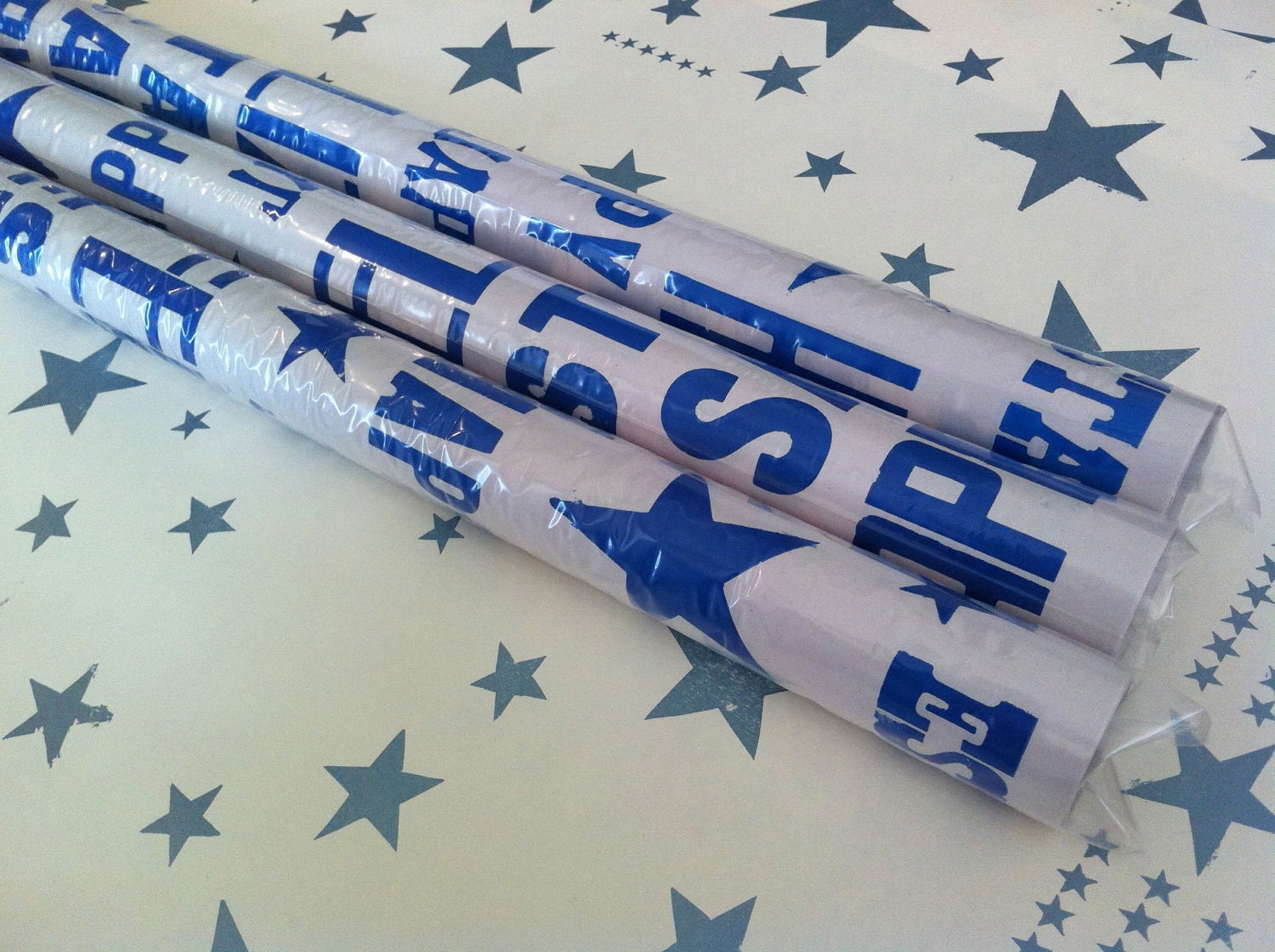 Letterpress Birthday Blue Wrapping Paper