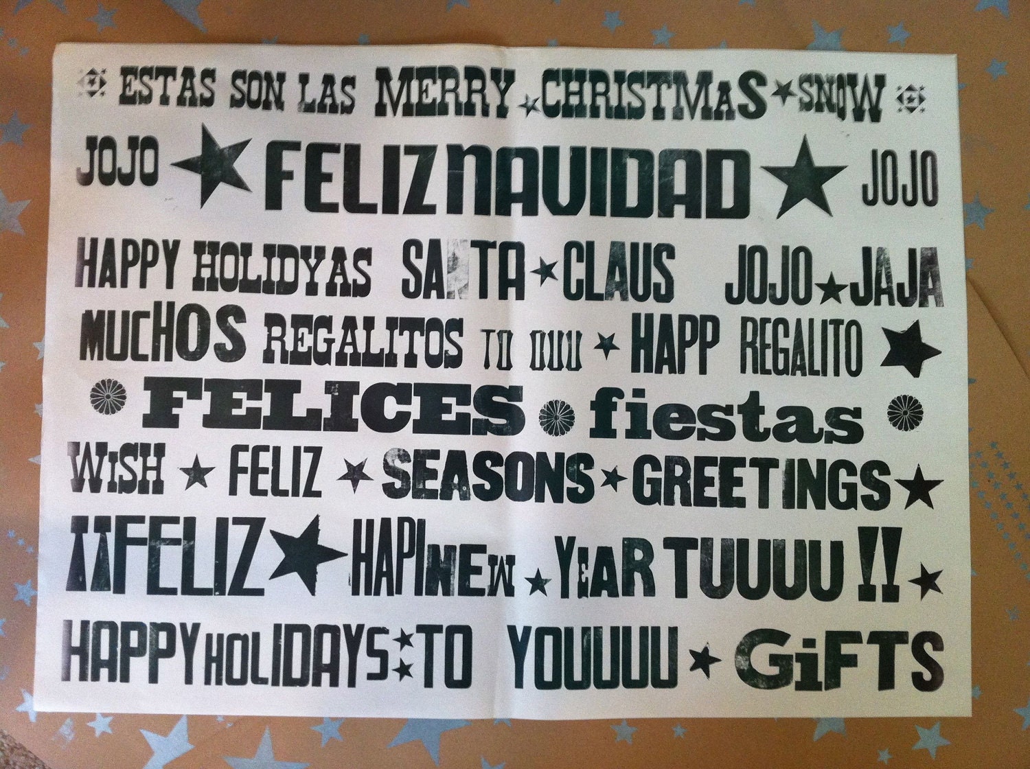 Letterpress Wrapping Holiday Paper