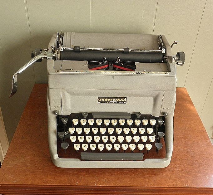 1950s Underwood Golden Touch Desk Top Typewriter by SarahAnntiques