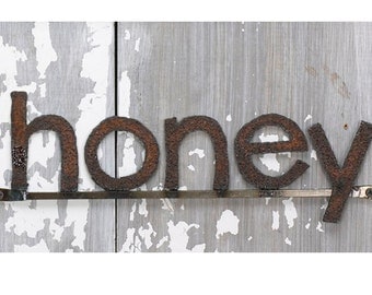 HONEY Word Sign Reclaimed Farm Metal