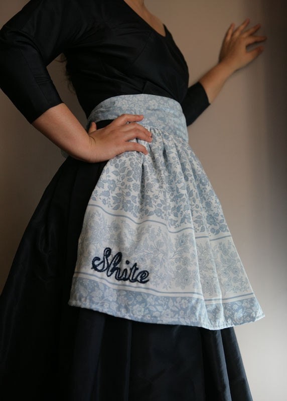 Rude and Retro 50s hostess embroidered half apron