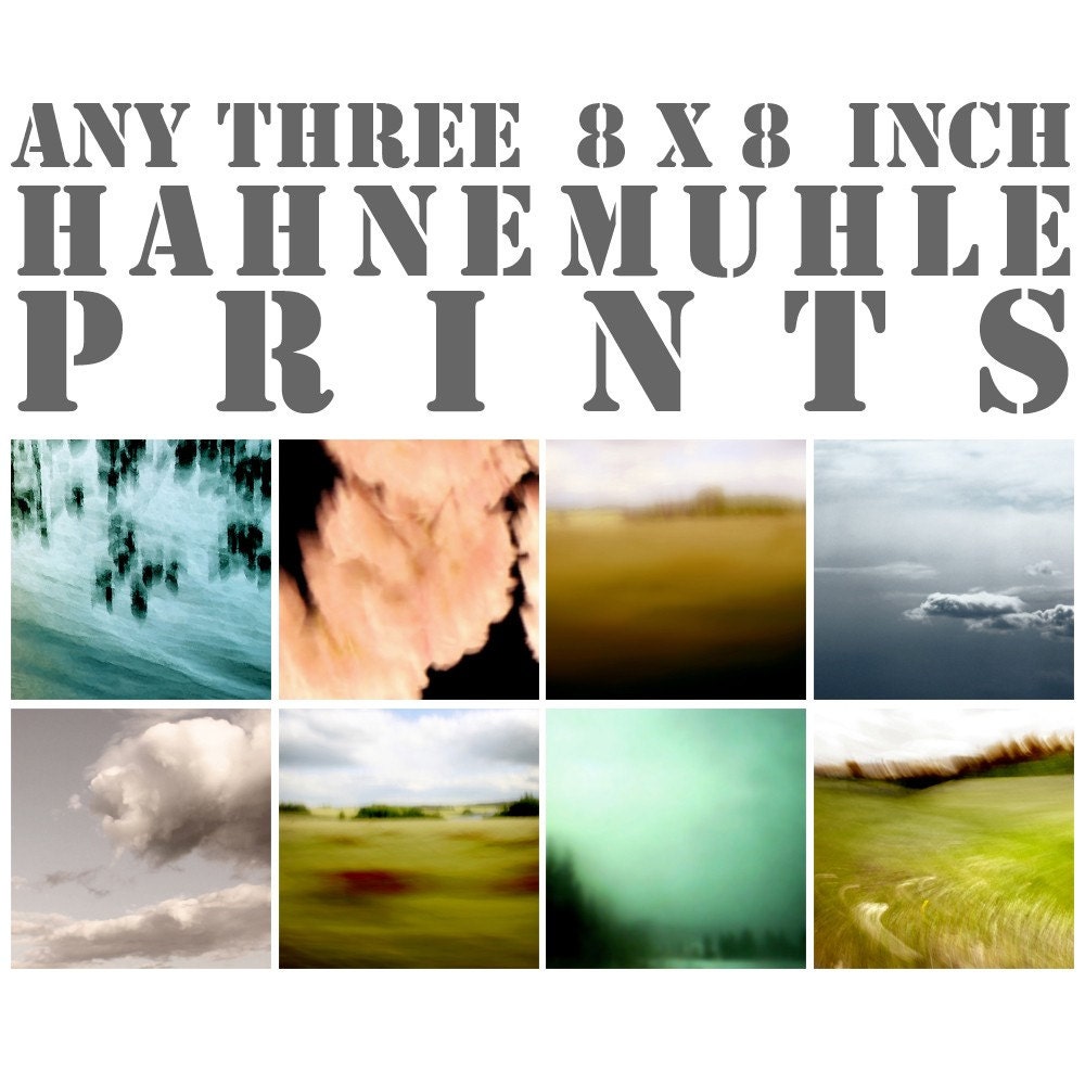 Sale on instant collection of three 8 x 8 inch fine art photographs (you choose images)