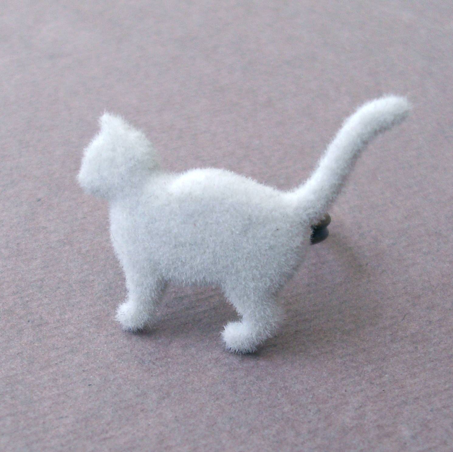 Gray Cat Ring, Little Gray Cat Fuzzy Furry Velvet Ring, Adjustable Grey Cat Ring