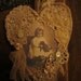 Sweet Girl with her vintage Teddy Bear vintage lace Collage Heart Ornament