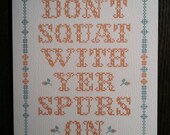 Don't Squat with Your Spurs On - Blank Notecard