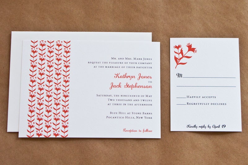 Deco Bloom Wedding Invitation and Rsvp