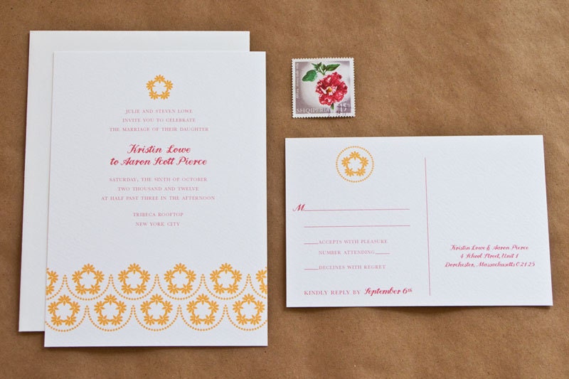 Garland Wedding Invitation and Rsvp