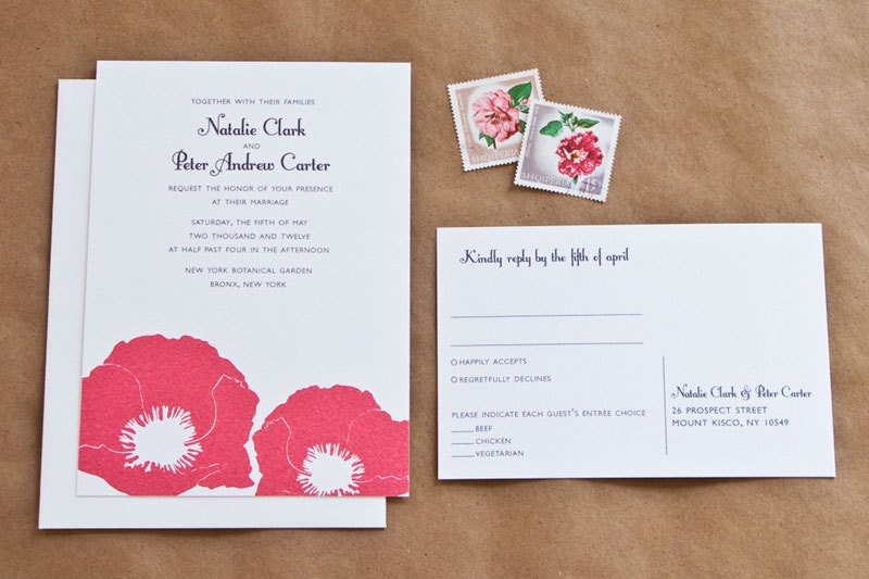 Poppy Wedding Invitation and Rsvp