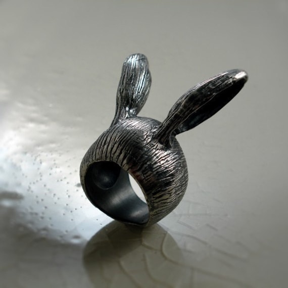 The Black Bunny Ring size 7 1/4 - What's Up Doc