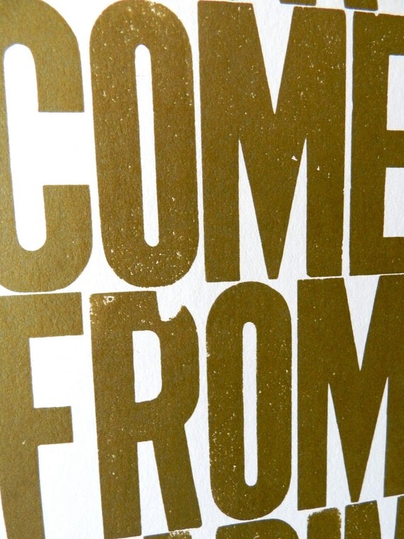 Bronze Motivational Typography, Copper Gold Poster, All Glory Comes from Daring to Begin Letterpress Print