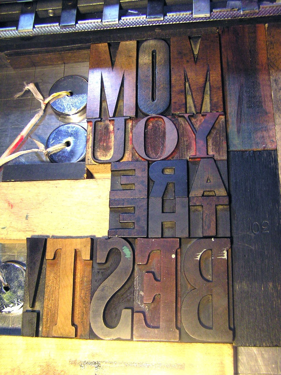Mother's Day Poster, Mom You are the Best Letterpress Print (Ocean Blue)
