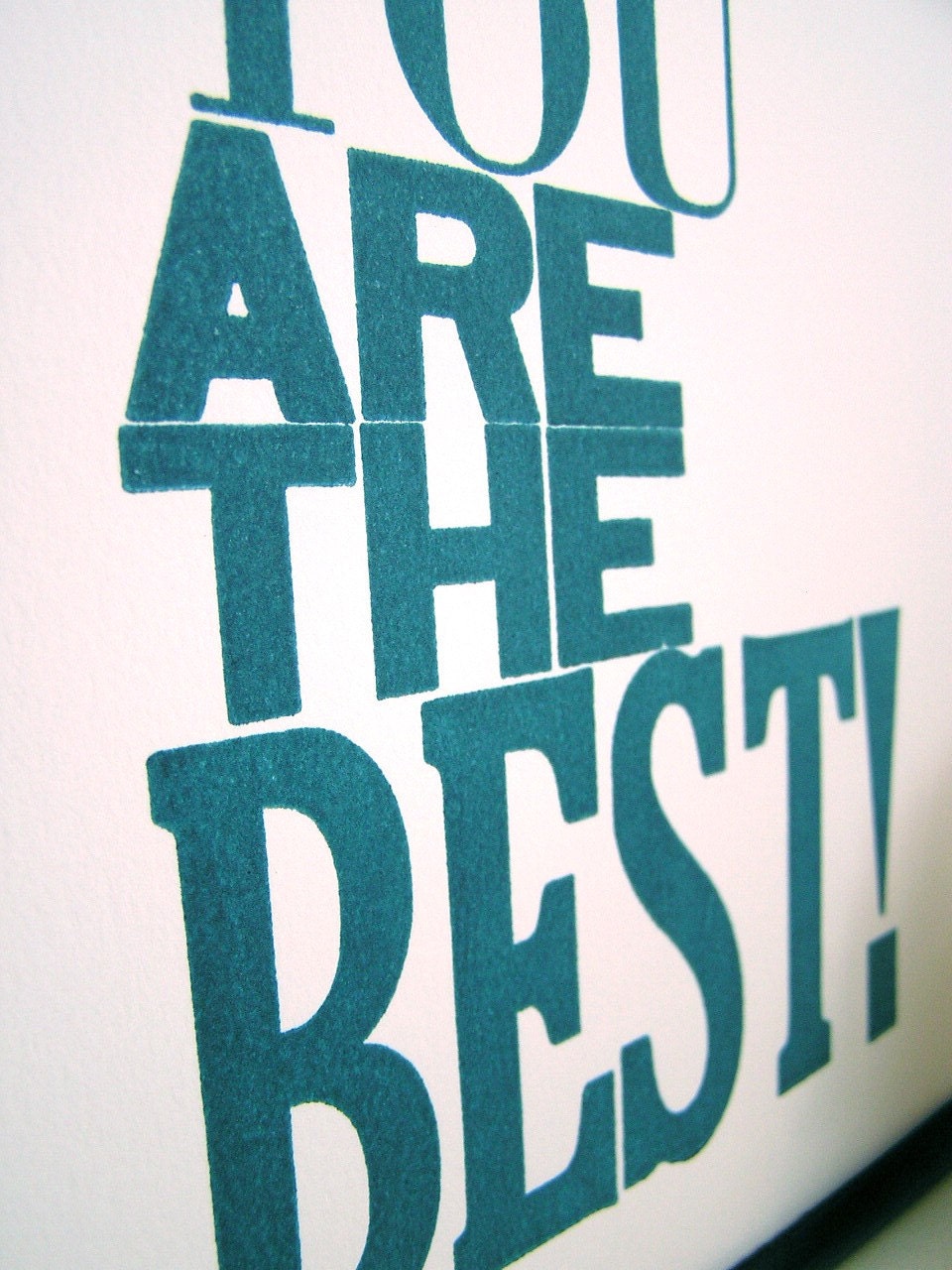 Mother's Day Poster, Mom You are the Best Letterpress Print (Ocean Blue)