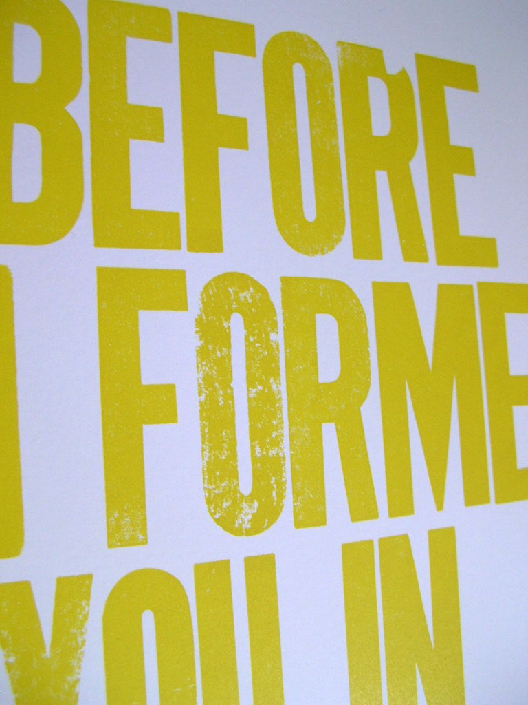 Bible Verse Poster - I Knew You Letterpress Print (Yellow)