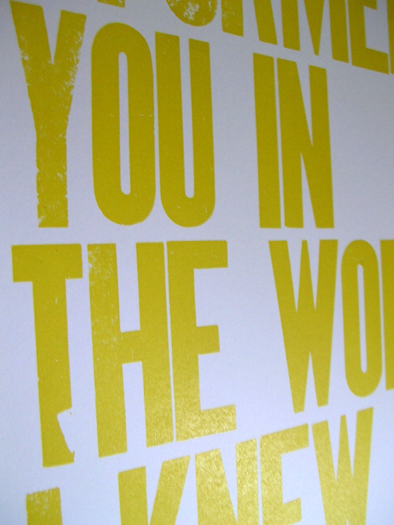 Bible Verse Poster - I Knew You Letterpress Print (Yellow)