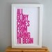 Motivational Poster, College Dorm Art, Hot Pink All Glory Comes from Daring to Begin 11x17 Letterpress Print