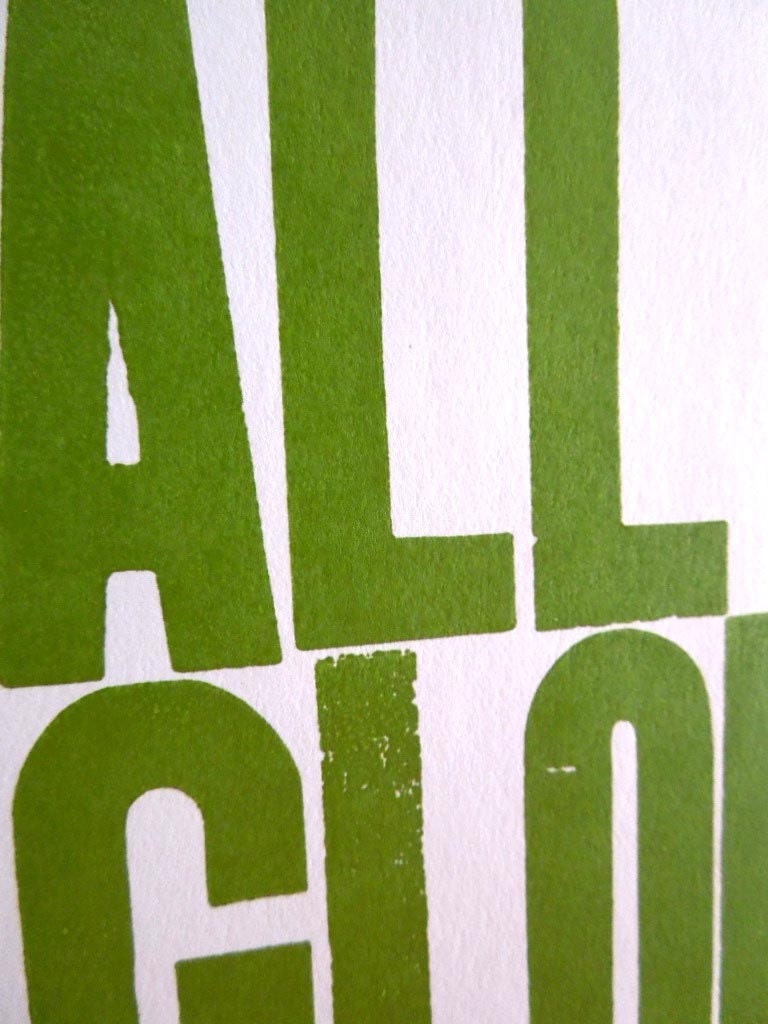 New Year's Poster, Motivational Art, Spring Green Typography Sign, All Glory Comes from Daring to Begin Letterpress Print