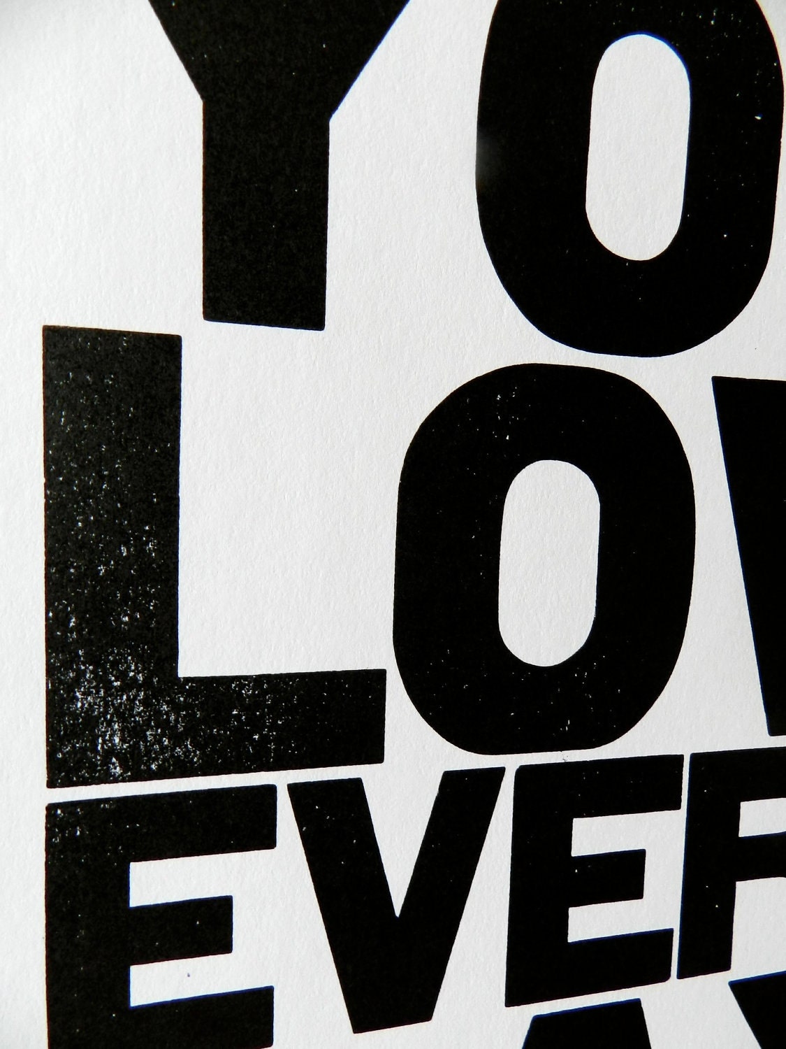 Poster, Black and White Motivational Typography Poster, Do What You Love Everyday Letterpress Print, Large Simple Bold Letters
