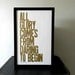 Bronze Motivational Typography, Copper Gold Poster, All Glory Comes from Daring to Begin Letterpress Print