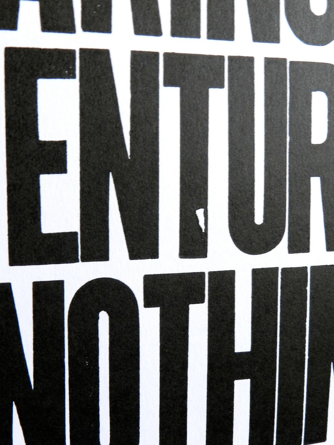 Poster, Black and White Letterpress Print, Travel Theme, Life is Either a Daring Adventure or Nothing, 11 x 17 Typography Sign