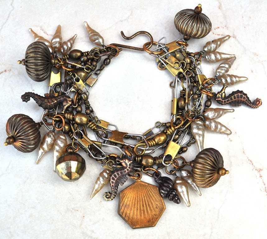 Vintage I Fell For You Hook, Line and Sinker Ocean Fishing Beach Lover's Charm Bracelet
