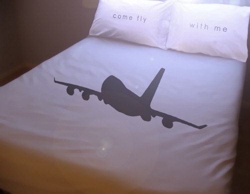 Airplane Duvet Cover Set Pilot Gift Jumbo Jet Aviation Airliner Aircraft Comforter Bedding Come Fly With Me Twin Full Double Queen King