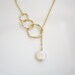 Pearl Lariat Triple Circle Link Gold