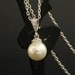 Bridal Necklace Cream Ivory Pearl pendant Cubic Zirconia Silver with Swarovski Pearls