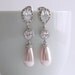 Pearl Jewelry Rose Pink Pearl Earrings Cubic Zirconia Bridal Earrings Silver with Swarovski Pearl Drops Wedding Jewelry