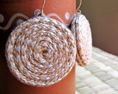 Natural - Organic jewelry - White earrings - Hemp earrings - Indian, rural, primitive, zen, funky, natural, organic - White, Brown, Beige