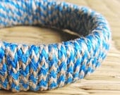 Shabby chic - Blue bracelet - Ethnic jewelry - Hemp jewelry - Stripe, pattern, texture, native, hippie, gypsy - Electric Blue, Brown, Beige