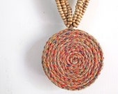 Organic jewelry - Hemp necklace - Rustic, Spiral, Woodland, Harvest, Autumn, Fall, Boho chic, Organic, Colorful, Brown, Beige, Orange
