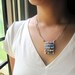 Recycled Envelope Paper Bead Necklace - Blue Red Green White - FREE SHIPPING