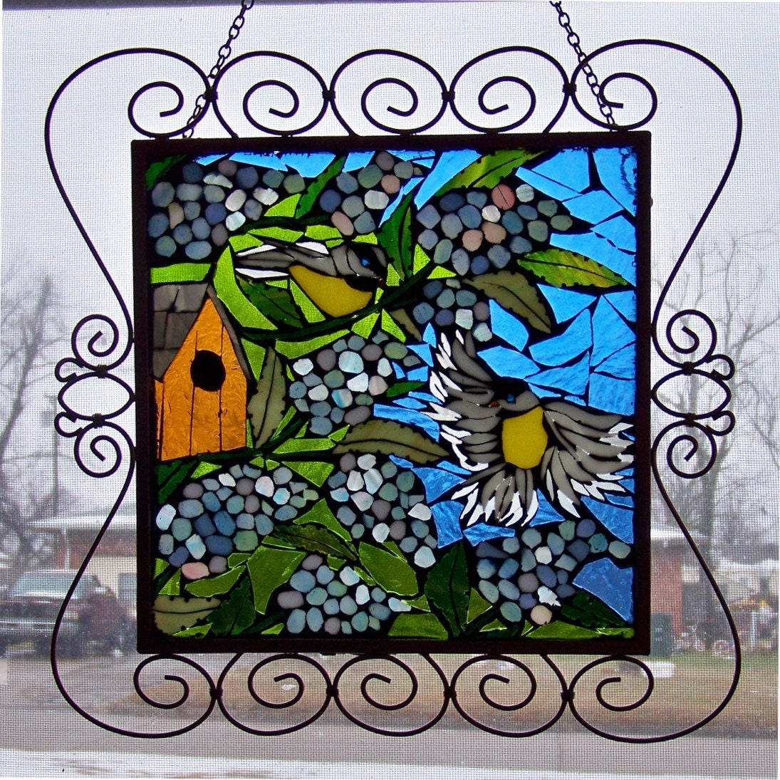 Chickadees and Lilacs - FREE SHIPPING