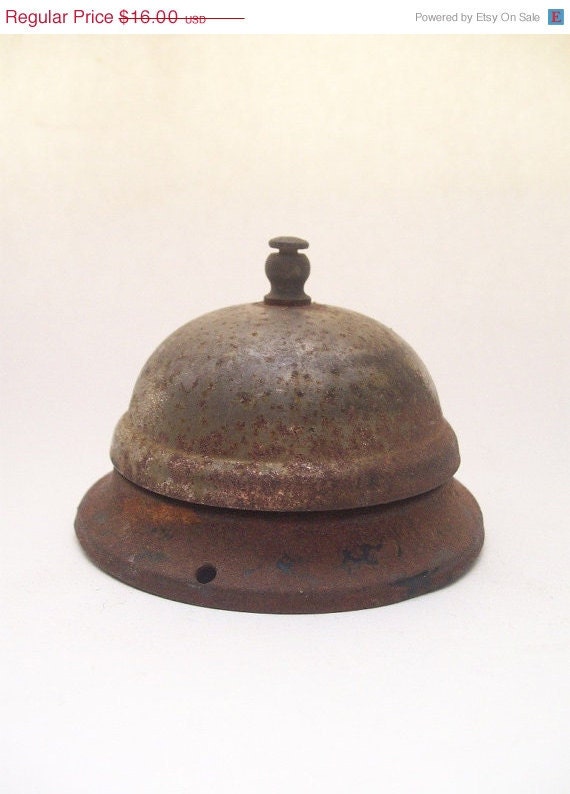 Fall Sale vintage industrial bellhop hotel counter rusty bell