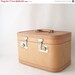 Spring Sale vintage train case with key retro fashion style trends luggage suitcase travel gear makeup cosmetic case overnight neutral peac