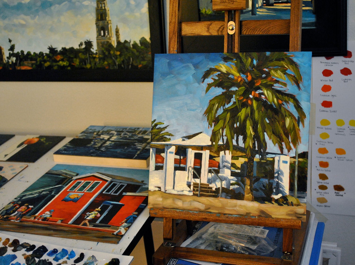 Santa Barbara Oil Painting - 12x12 - Shoreline Beach Cafe