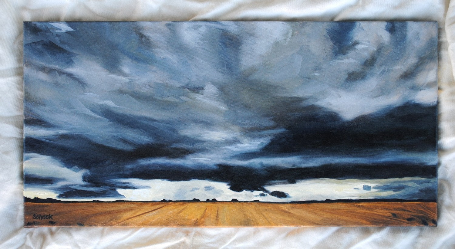 Gray And Gold Stormy Sky Oil Painting X