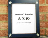 8 X10 Picture Frame Hand Painted Antiqued Blue Star Country Primitive Wooden