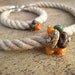 Sailing Rope Jewelry Summer Fashion Choker Necklace Bracelet Set Raw Stone Amber Turquoise Coral Orange Teal Earthy Nautical Cluster Pendant
