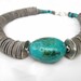 Huge Turquoise Necklace Asymmetrical Statement Teal Shell Geometric Chunky Natural Gray Blue Minimalist Summer Fashion Jewelry Silver