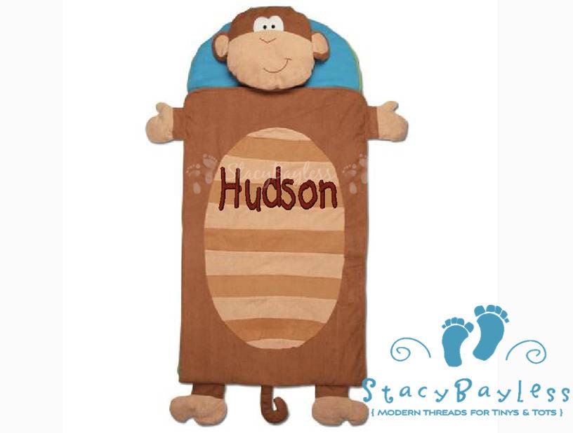 Monkey Nap Mat INCLUDES Personalization - Same Day Shipping