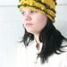 Spring Knit Green Yellow Hat with Dots