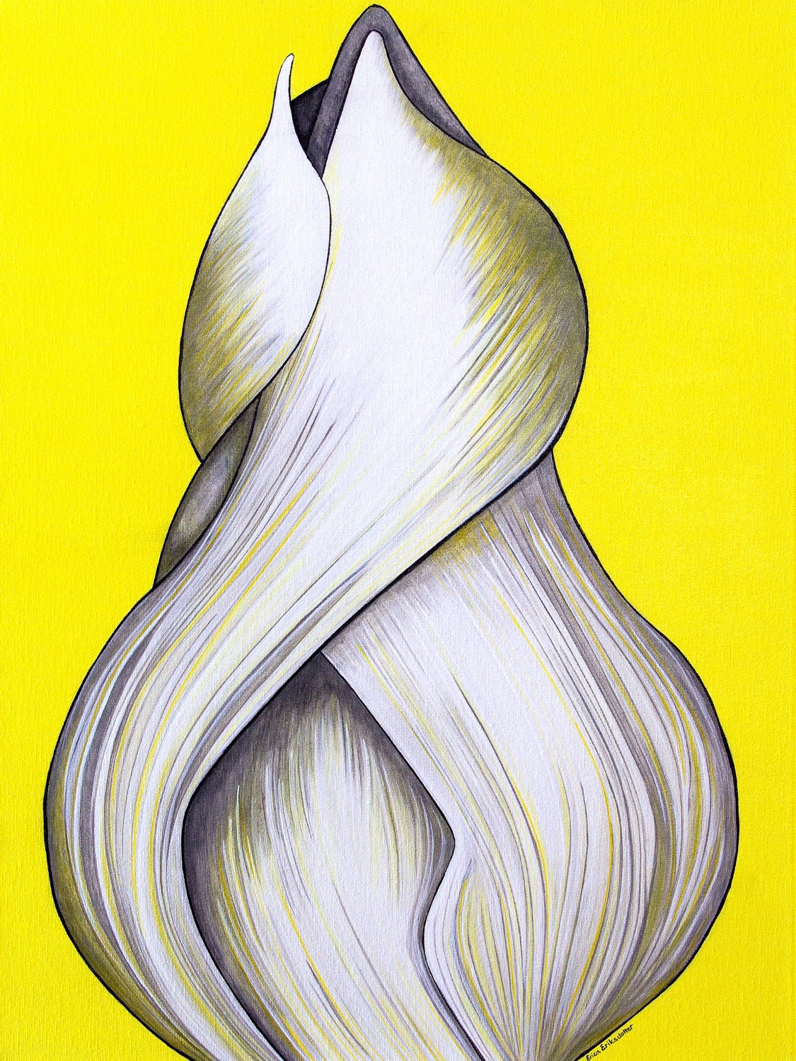 Yellow Reverse Closed Tulip 9x12 Fine Art Print by Eriksdotter